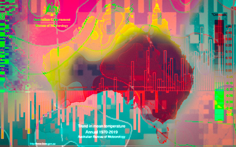 Map of Australia from Bureau of Meteorology showing heat trends