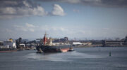 Coal ship in port