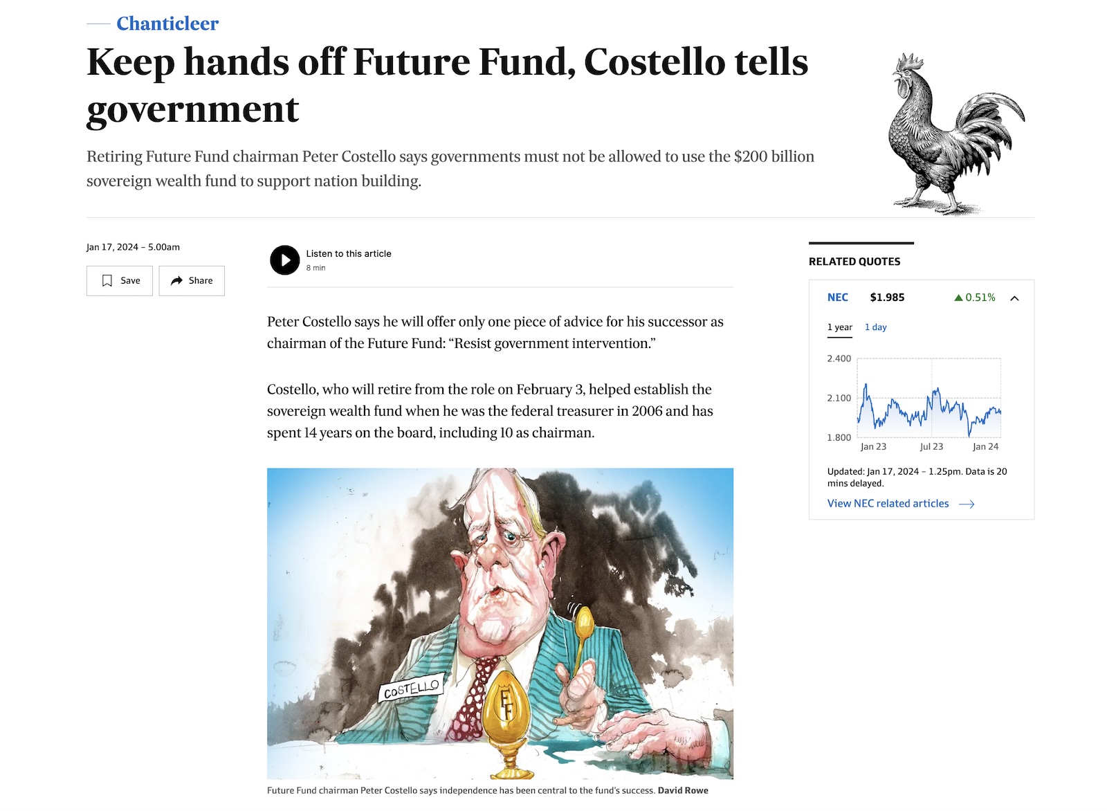 Future Fund, Peter Costello