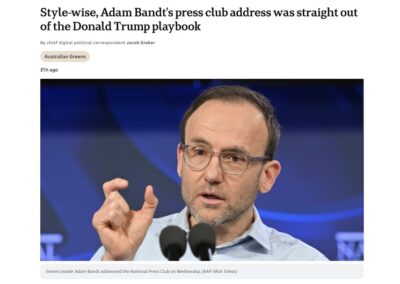 “Here’s half a trillion”, says Bandt, so ABC compares Bandt to Trump
