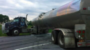 Jackknifed truck