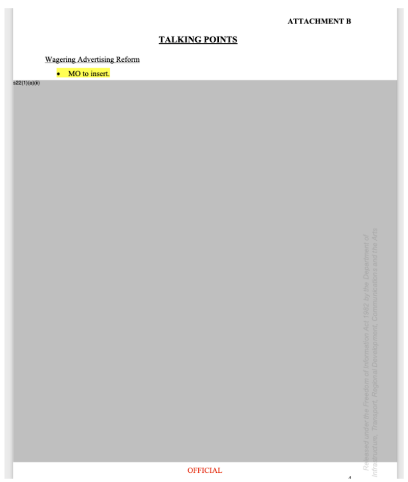 DYI Talking Points (Source; FOI)