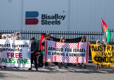 Protests as Malcolm Turnbull backed Bisalloy Steel sells armour to the IDF