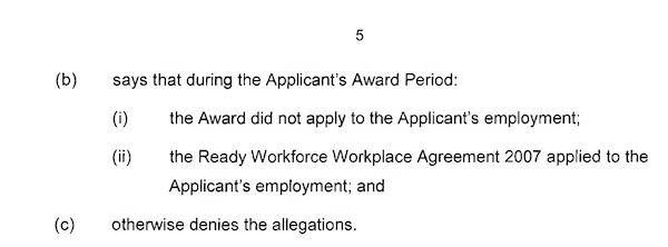 BHP's defence in Turner class action claims Ready Workforce was the employer