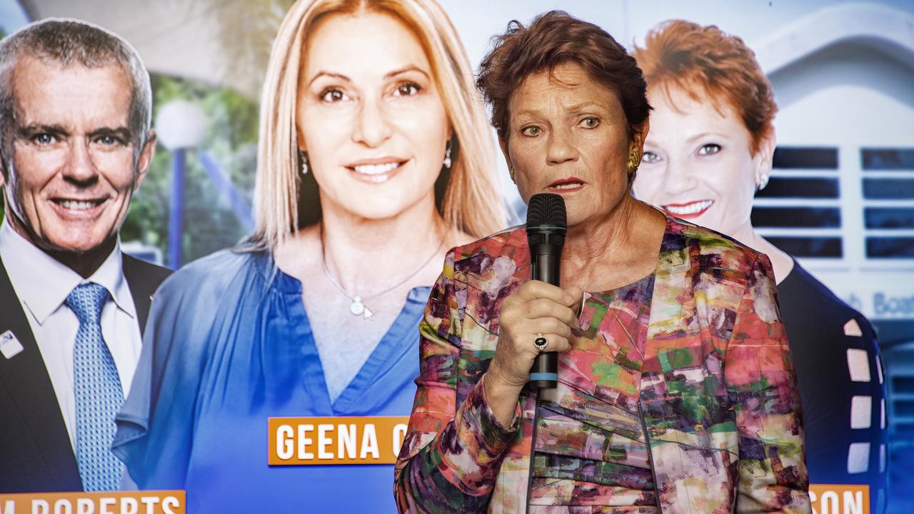 One Nation leader Pauline Hanson campaigning for the party