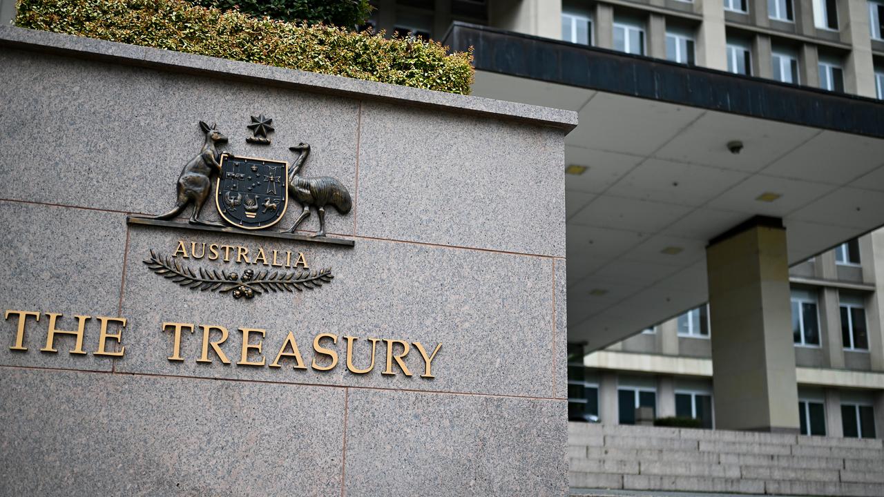 Signage at the Treasury building in Canberra (file image)