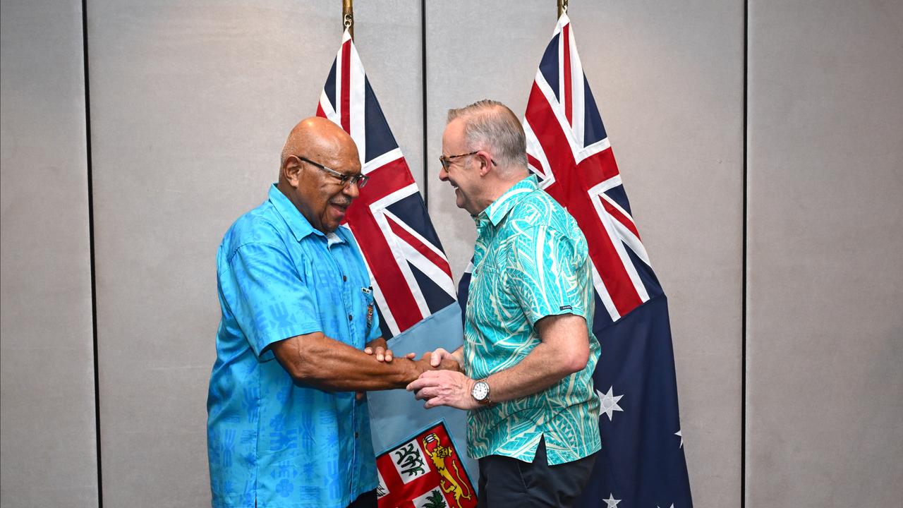 Anthony Albanese with Prime Minister of Fiji Sitiveni Rabuka