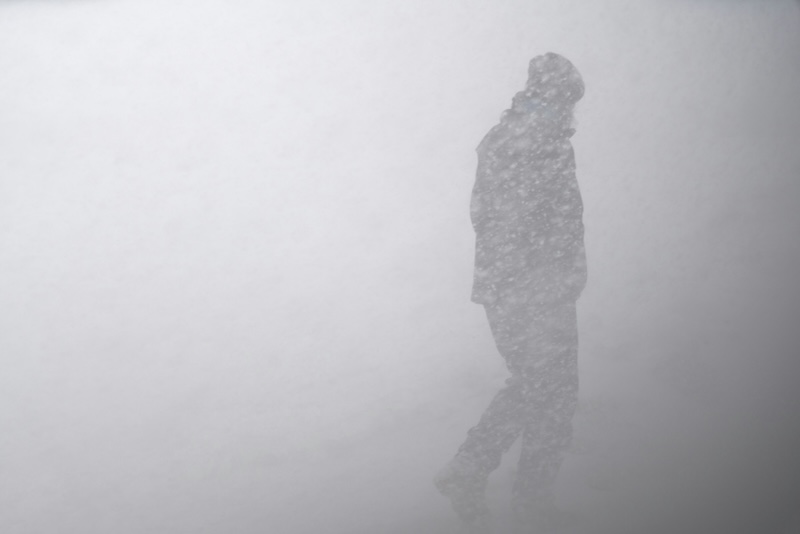 Man in snowstorm