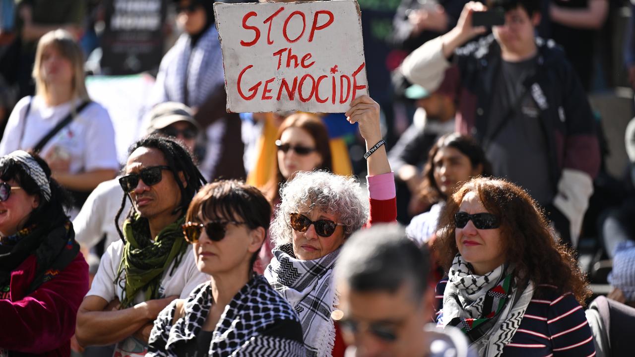 People at a rally in Melbourne