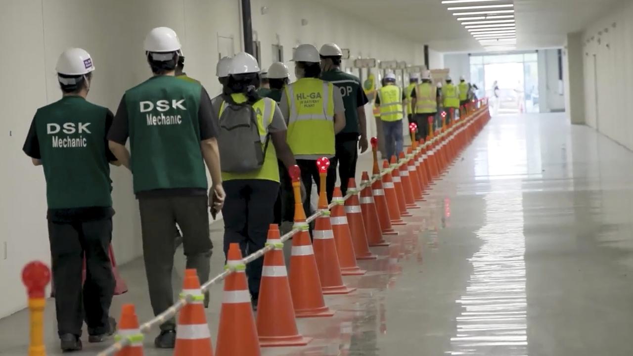 Workers during the raid