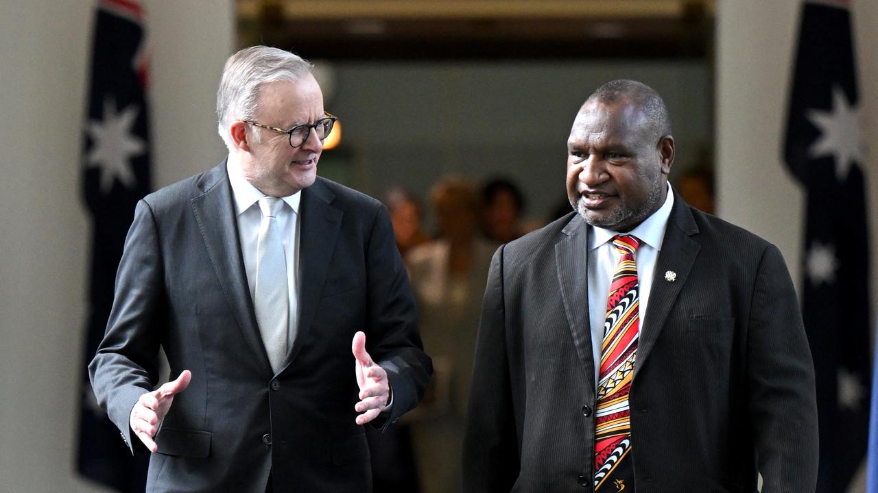Prime ministers Anthony Albanese and James Marape