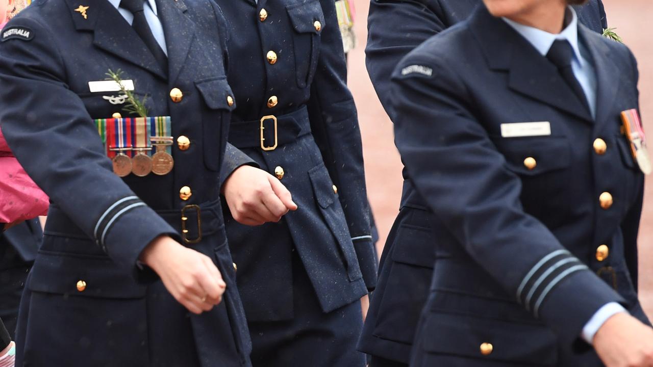 Female members of the RAAF march on Anzac Day (file)