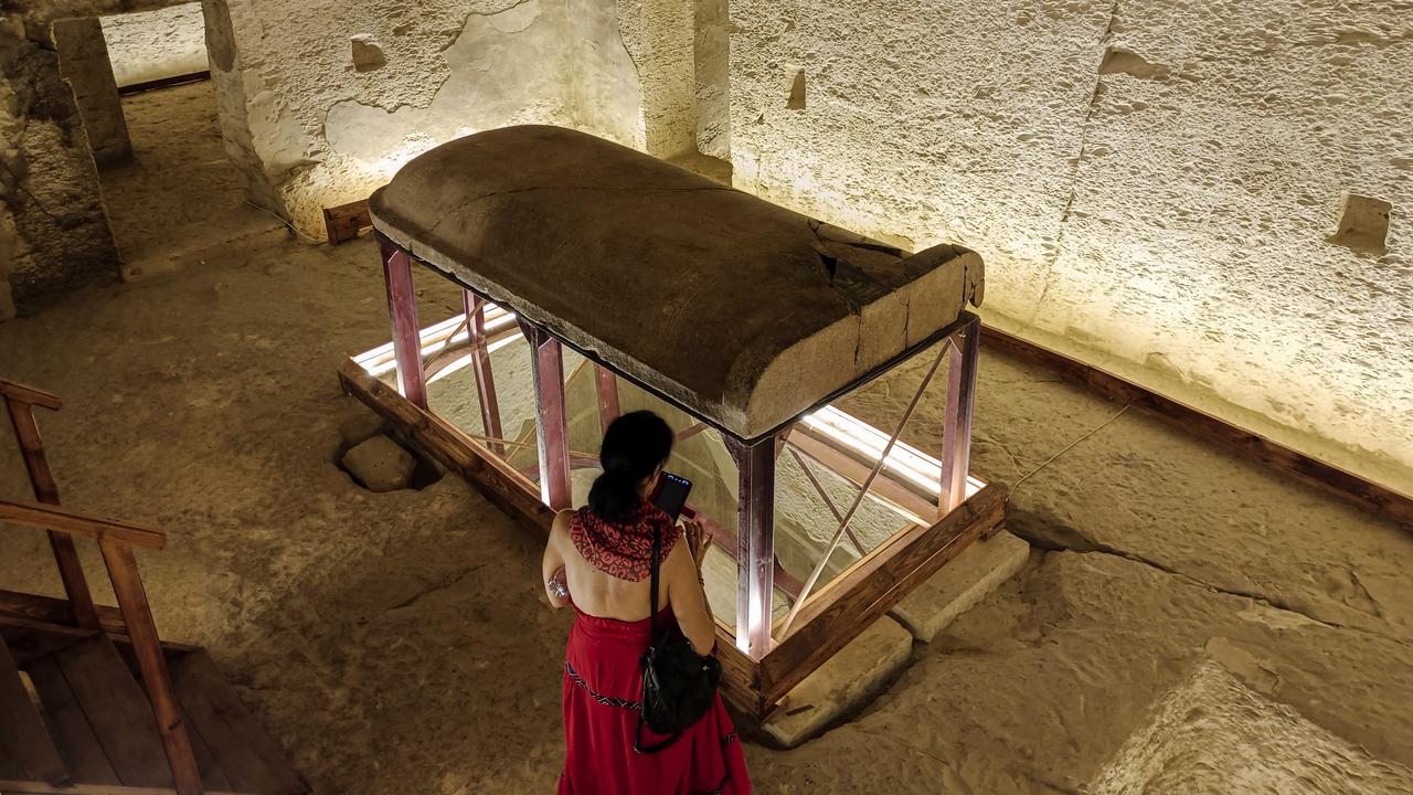 Tourist visits newly opened tomb