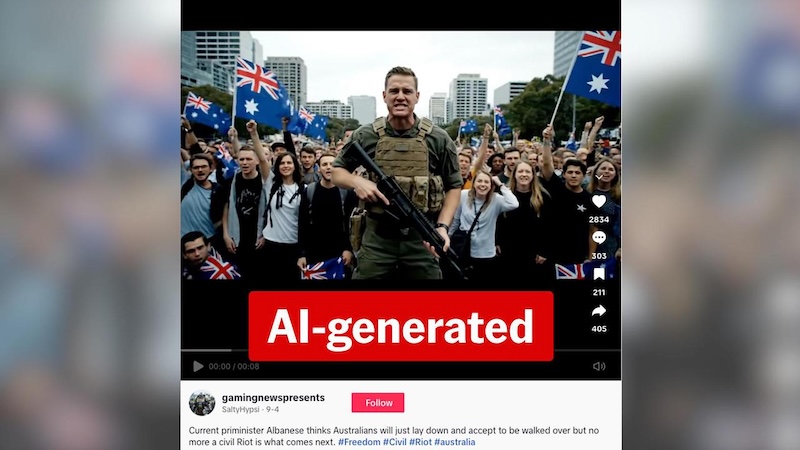 A TikTok user has several AI-generated videos opposing immigration and tobacco and alcohol taxes