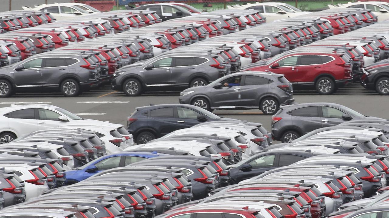 cars for export park at Yokohama port