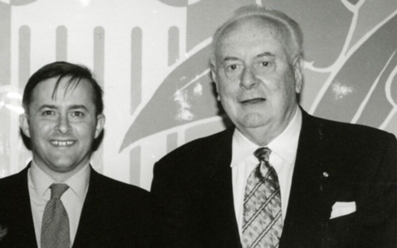 Anthony Albanese and Gough Whitlam. Image: The Whitlam Institute
