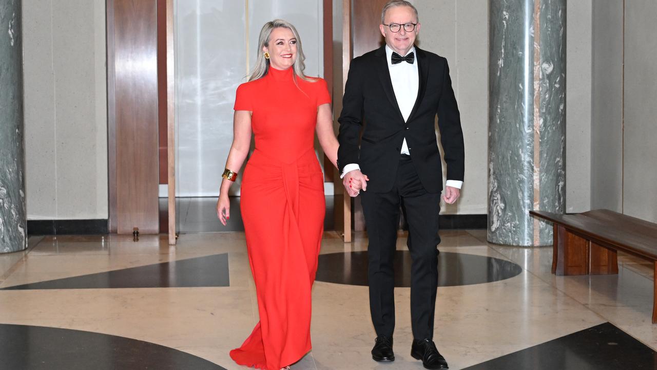 Jodie Haydon and Anthony Albanese at the midwinter ball