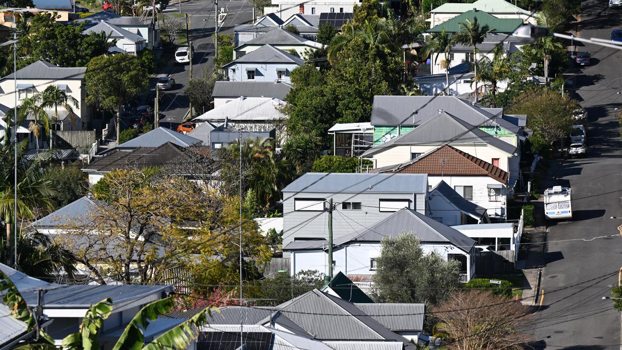 Homes are seen in the suburb of Kelvin Grove in Brisbane
