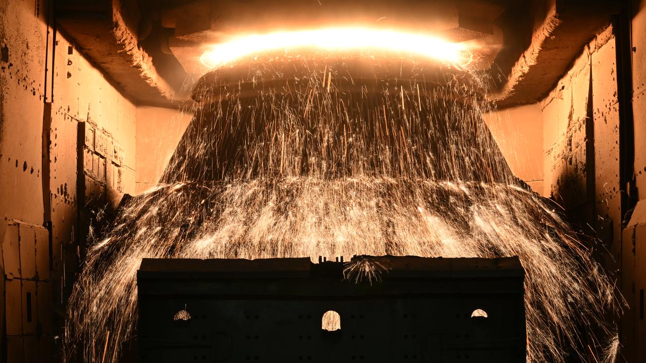 Molten steel is made in the BOS