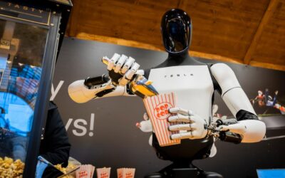 Tesla robot Optimus hands out popcorn in Berlin