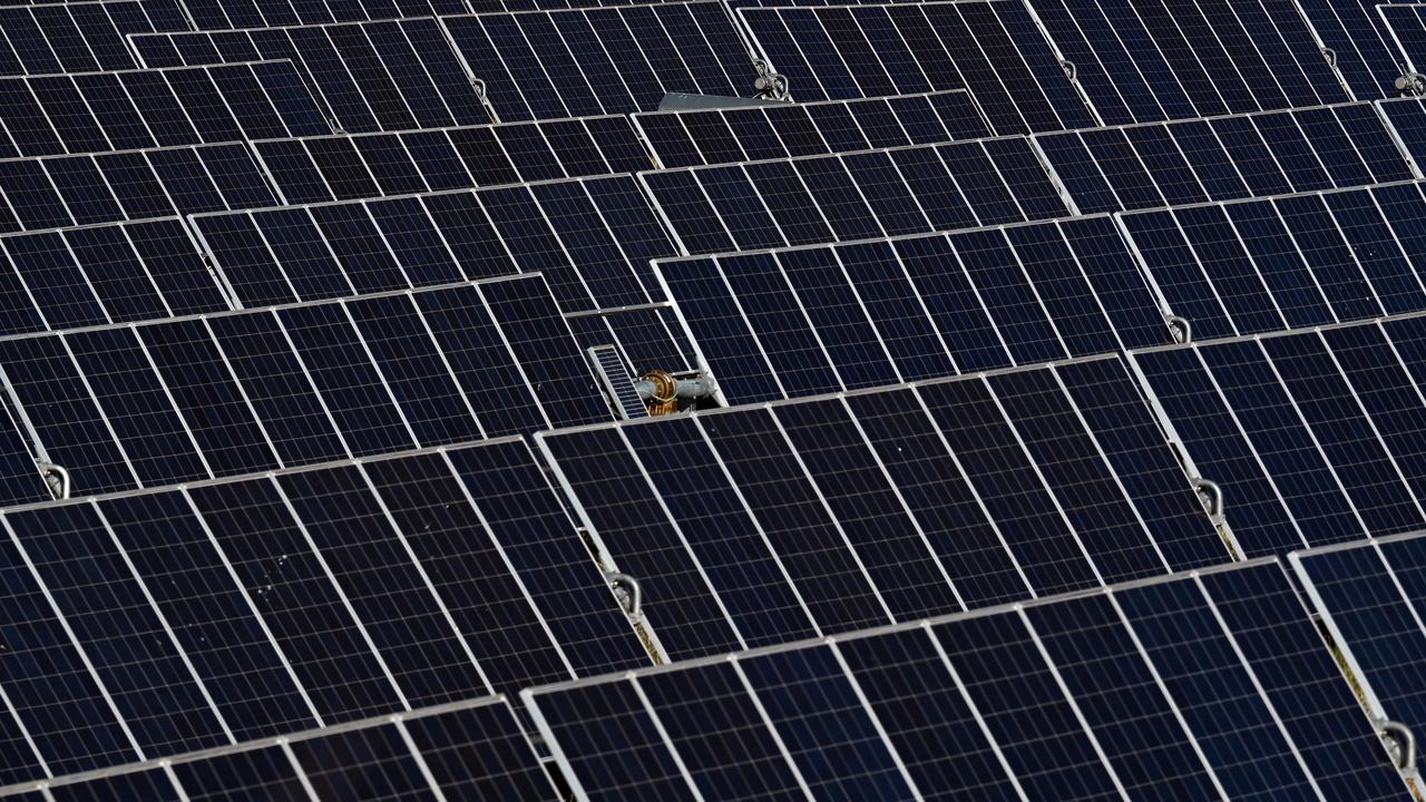 Solar panels are seen at solar farm