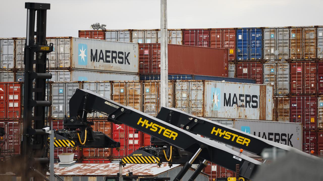 Containers at Seaforth Dock container terminal in Liverpool, Britain
