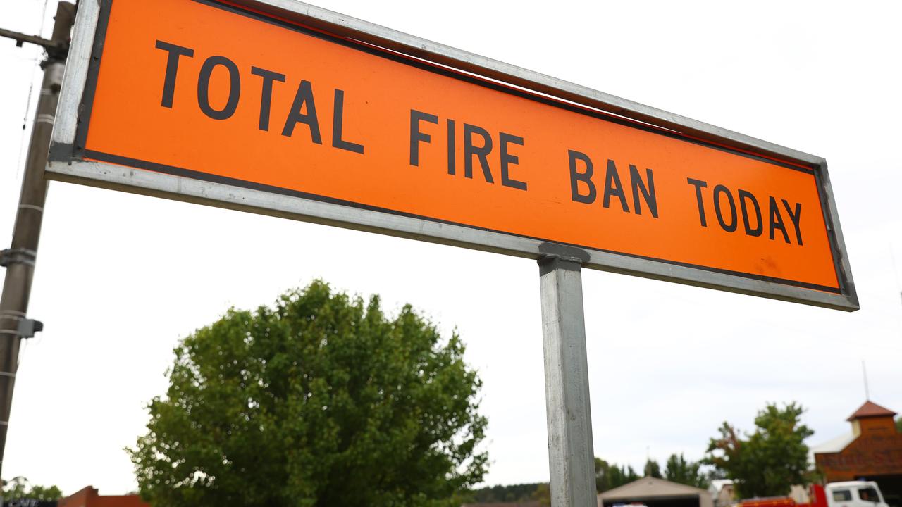 A total fire ban sign in Beaufort, Victoria