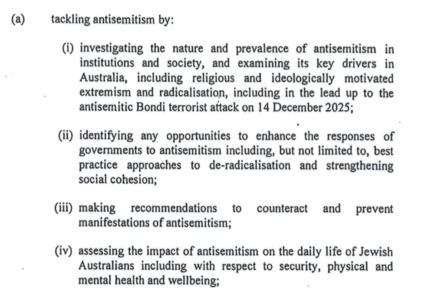 Royal Commission Terms of Reference Extract (Source: PM&C)