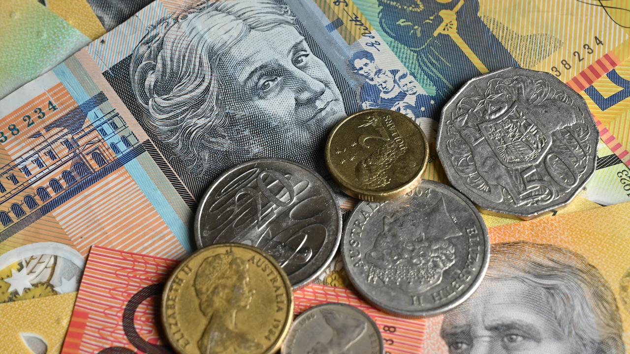 Australian dollar notes and coins.
