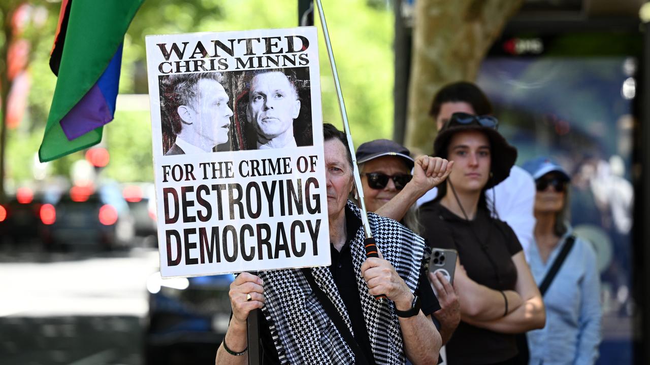 A placard with Chris Minns on it (file image)