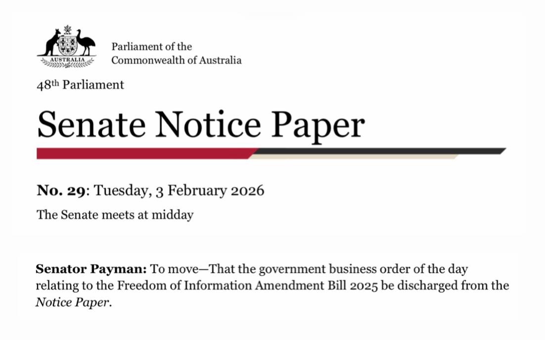 FOI Amendment Bill discharge