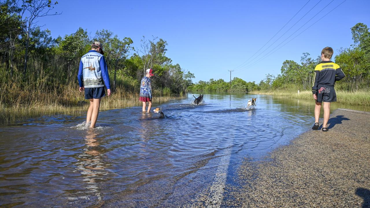 Residents inspect floodwaters in Katherine