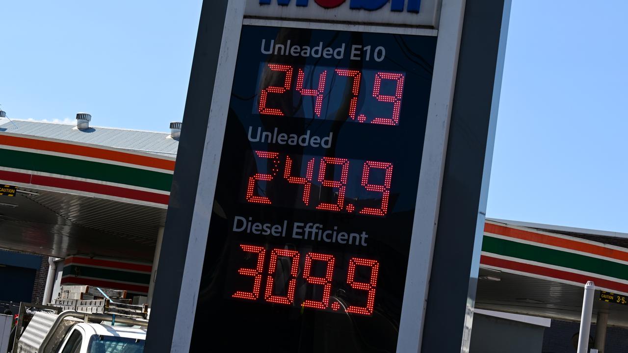 Fuel prices displayed at a service station