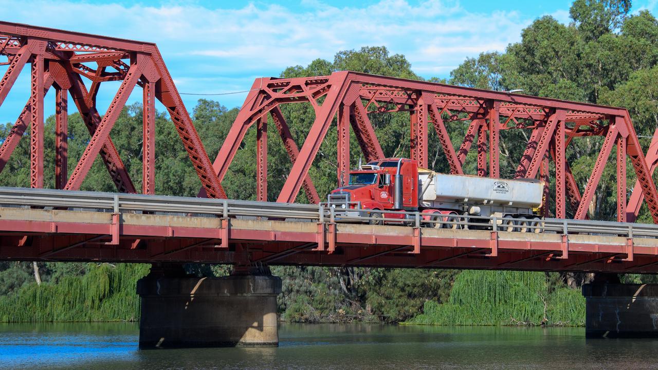 A truck crosses the Murray River,