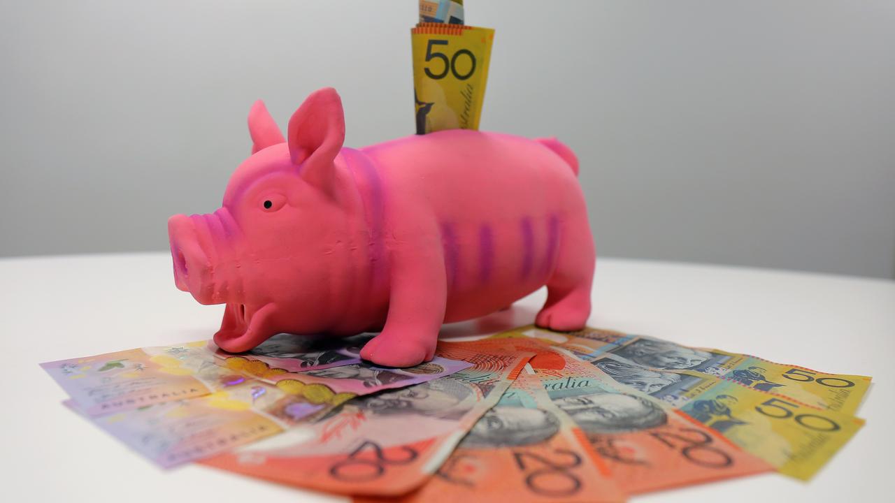 A piggy bank with Australian notes (file image)