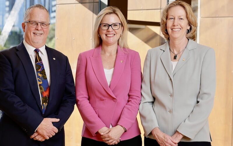 Crying wolf. Australian Petroleum Producers chief Samantha McCulloch with Woodside's Meg O'Neill and Tor McCaul from Comet. Image: Facebook