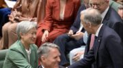 Penny Wong, Richard Marles, Anthony Albanese greet Canadian PM