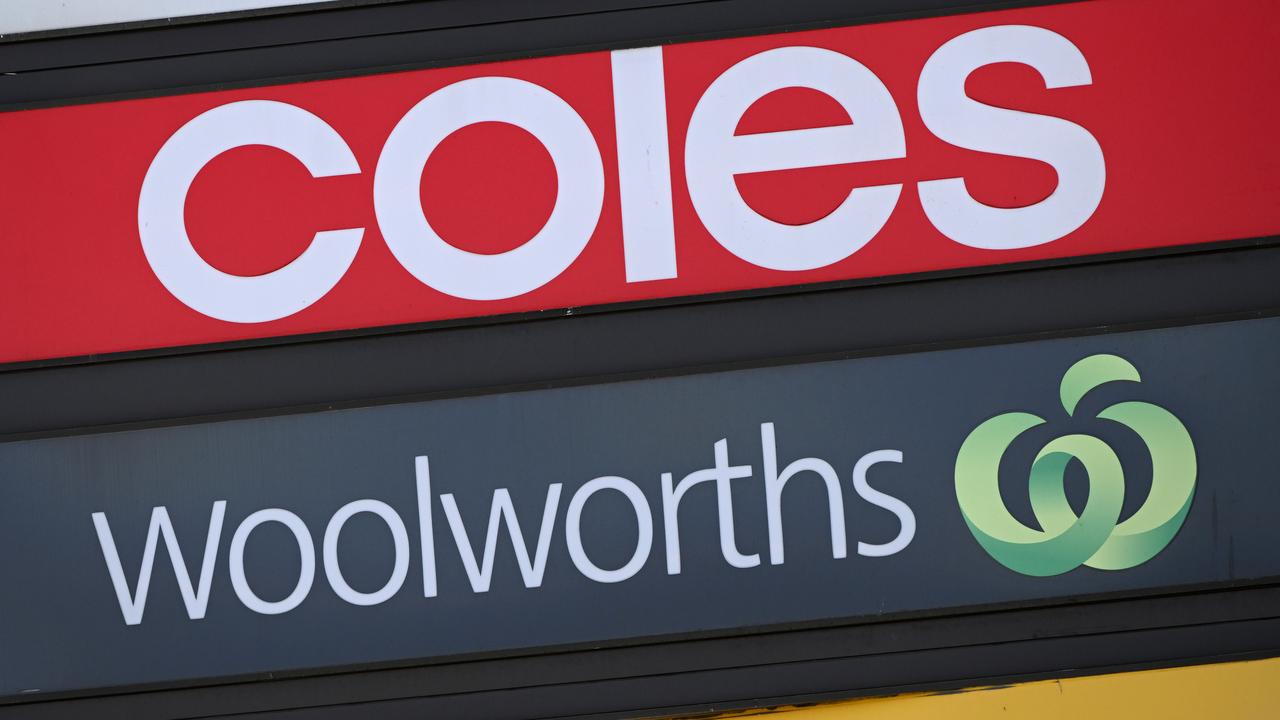 Woolworths and Coles Supermarket signage (file image)