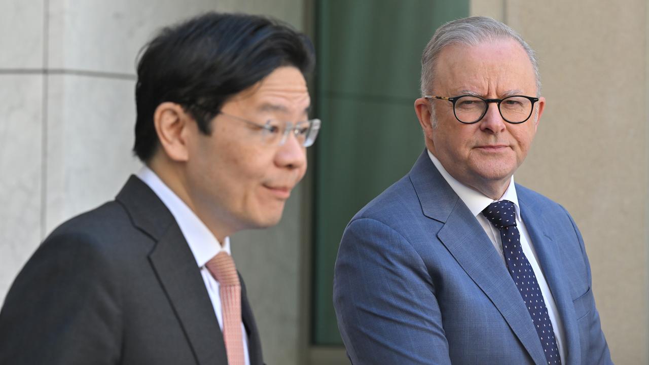 Lawrence Wong and Anthony Albanese (file image)