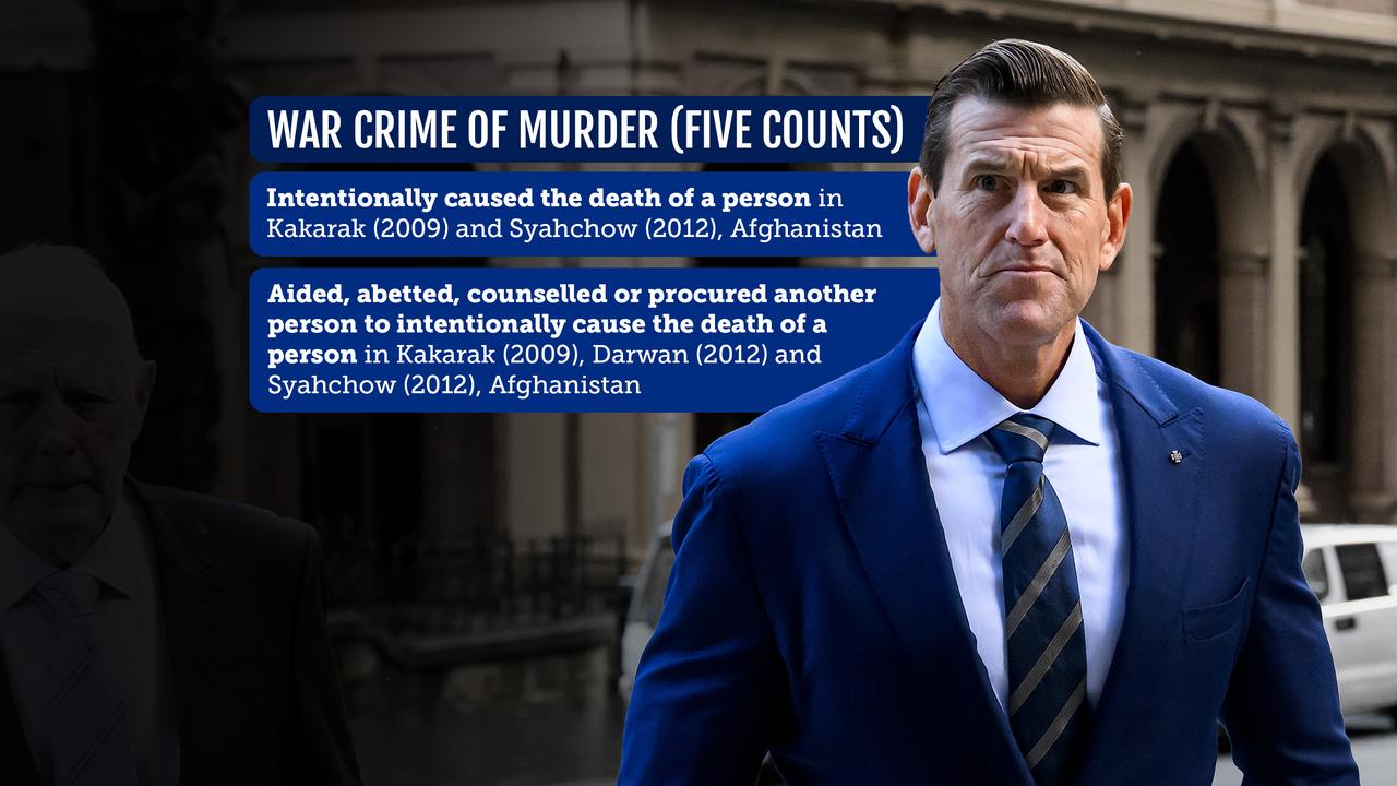 Graphic of Ben Roberts-Smith and charges (file)