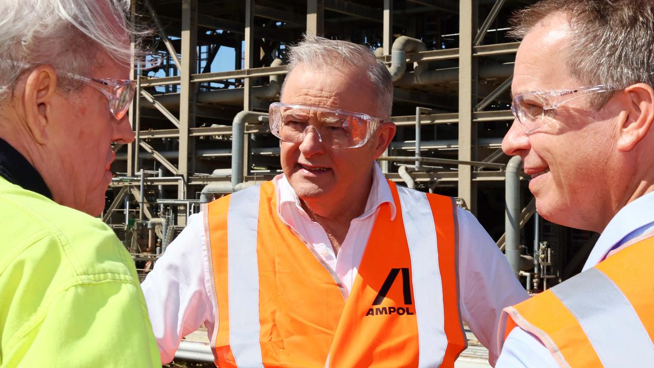 Anthony Albanese at the Ampol Lytton Refinery in Brisbane