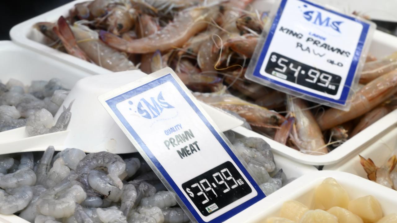 Prawns for sale at the South Melbourne Market in Melbourne