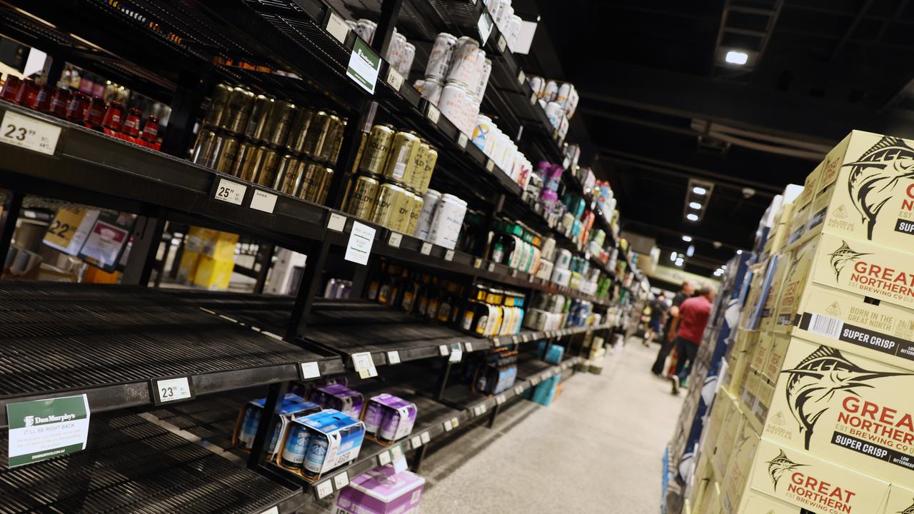 Empty shelves at Dan Murphy's