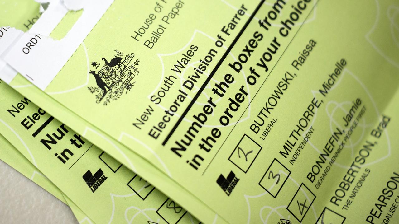 Farrer by-election ballot paper