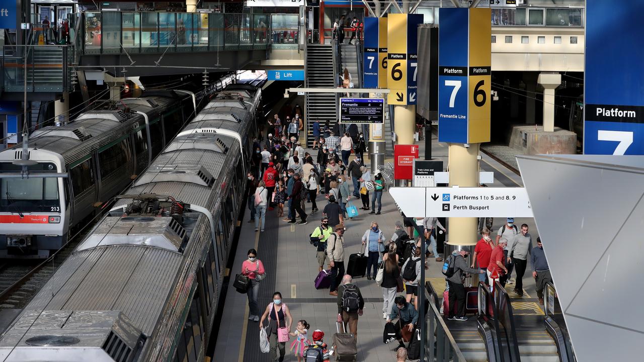Passengers at Perth Central train station
