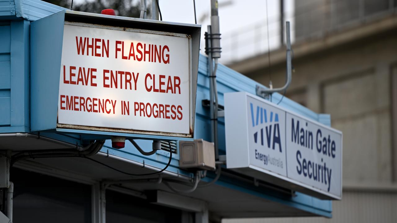 Signage at the Viva Energy Refinery in Corio