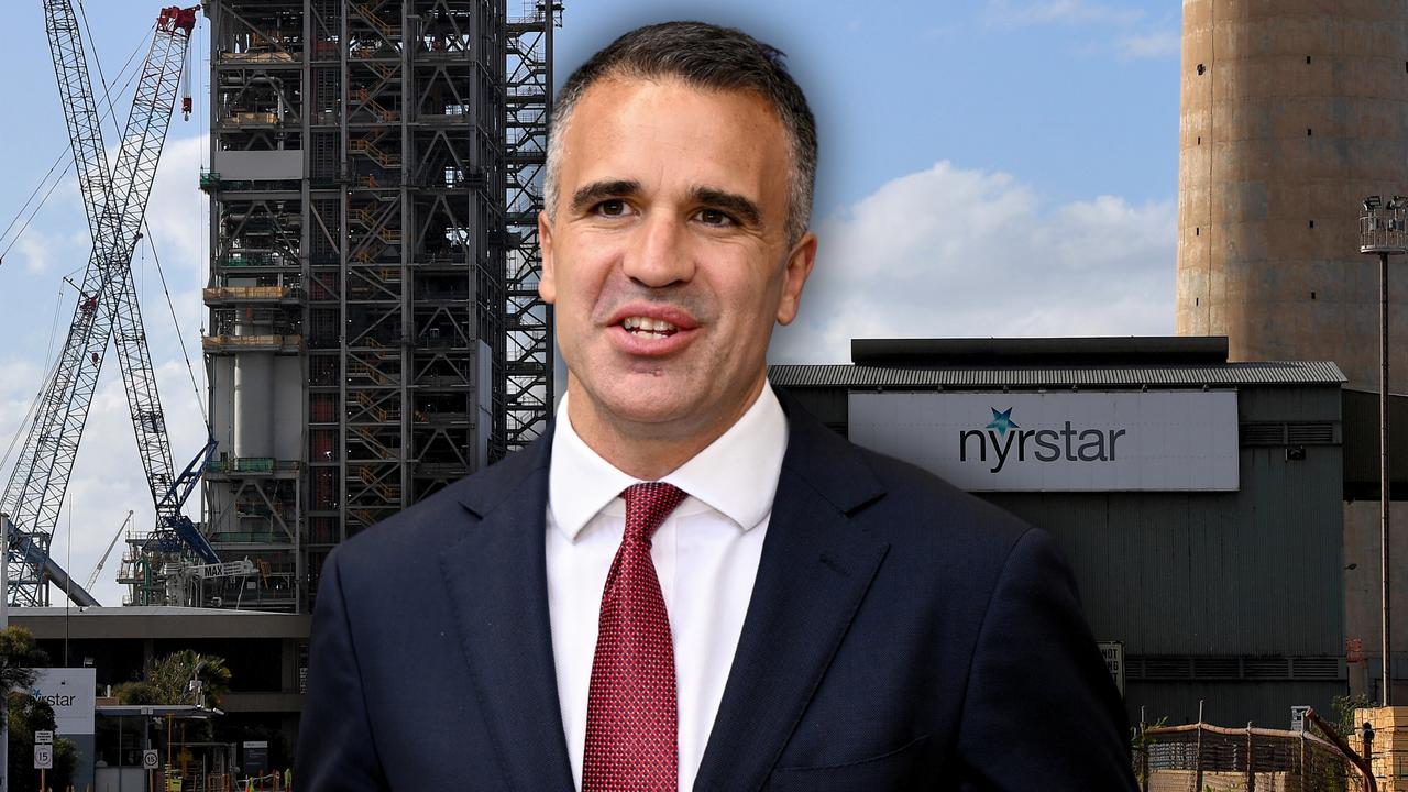SA Premier Peter Malinauskas with the Nyrstar smelter in Port Pirie