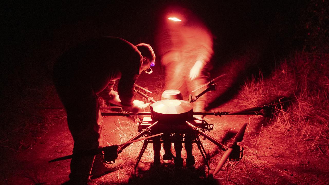 A Ukraine soldier uses a Vampire drone