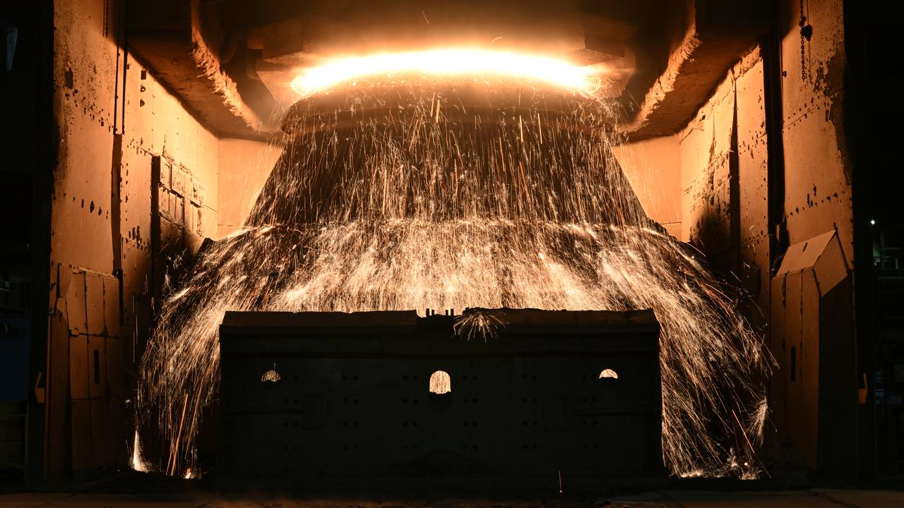Molten steel is at BlueScope Steelworks.