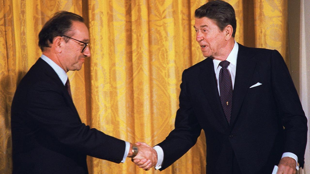 Alan Greenspan and Ronald Reagan